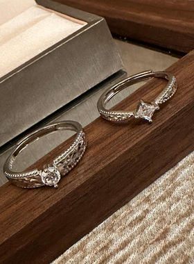 致臻 活口情侣戒指批发足银925银简约灿若星河对戒 纯银镶石戒指