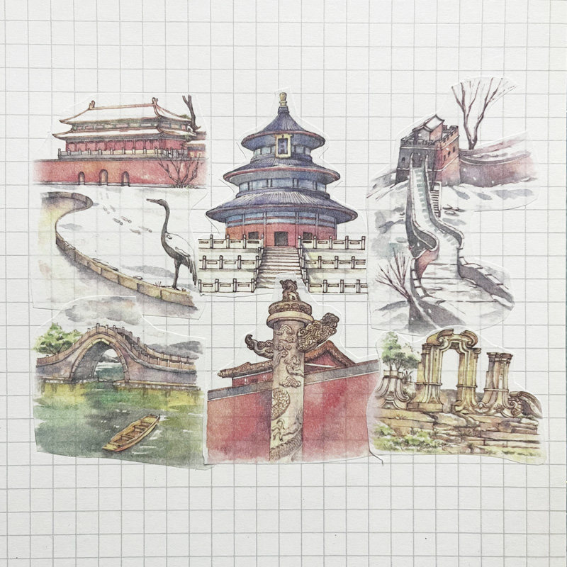 北京建筑胶带贴纸素材故宫天坛