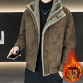 2025冬季 新款 皮衣加绒加厚男保暖休闲机车服中青年皮夹克棉衣外套