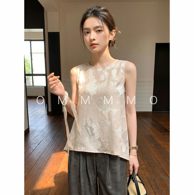 韩版杏色天丝背心女上衣