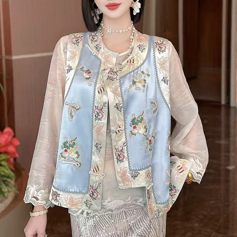 新中式复古国风重工刺绣唐装马甲