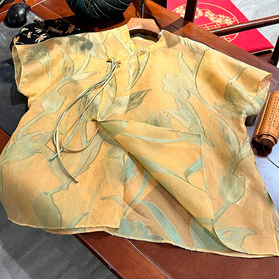 新中式复古国风桑蚕丝上衣小衫