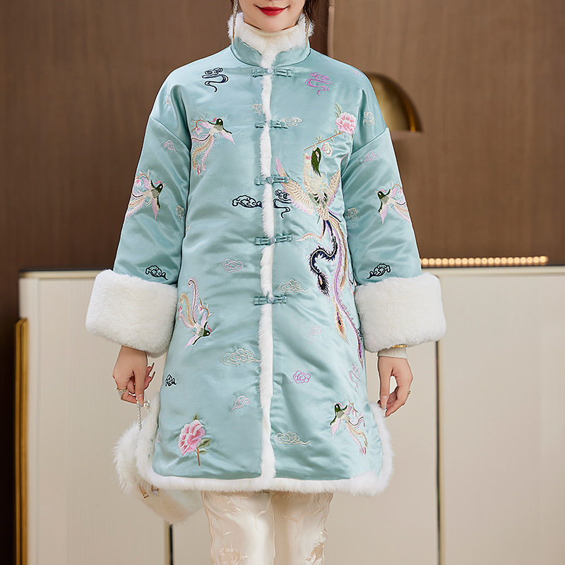 唐装妈妈款中式改良旗袍小棉袄民族风棉衣女冬季加厚国风盘扣外套