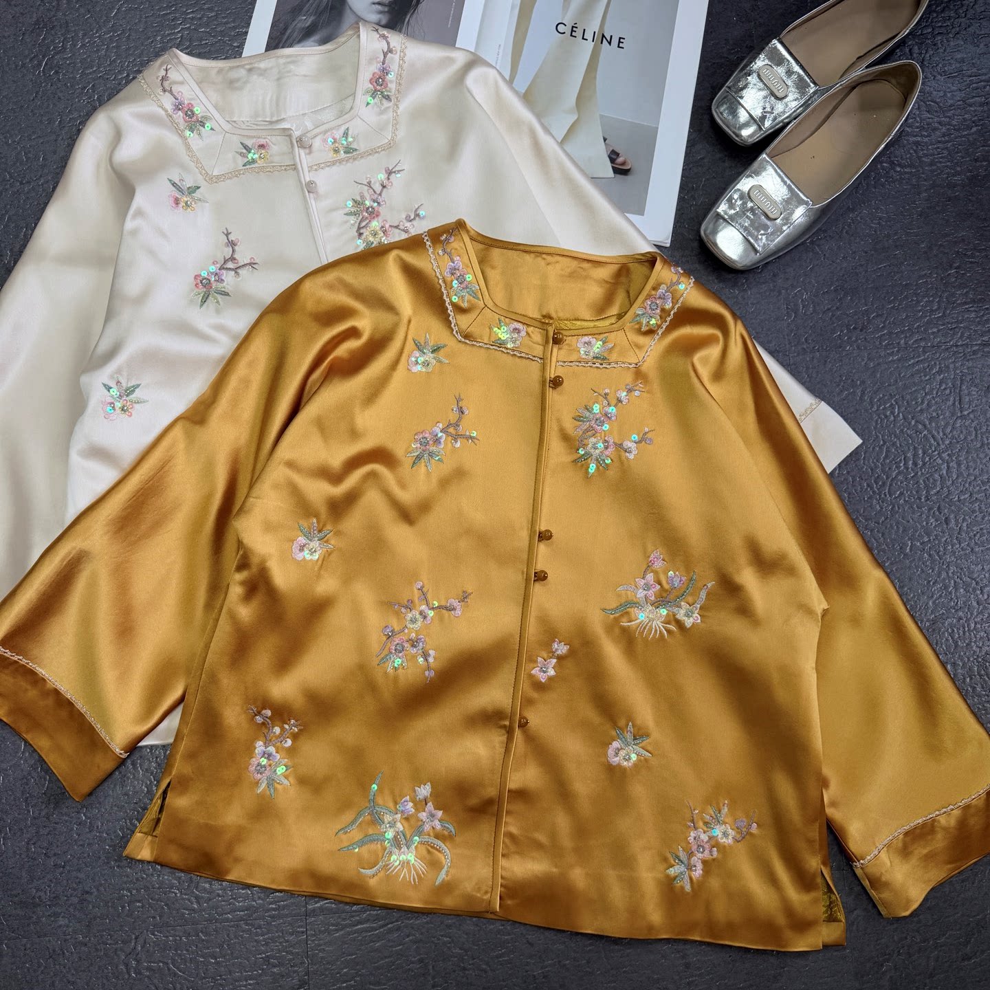 新中式改良唐装上衣女盘扣外套重工刺绣宽松禅意茶服国风开衫外搭