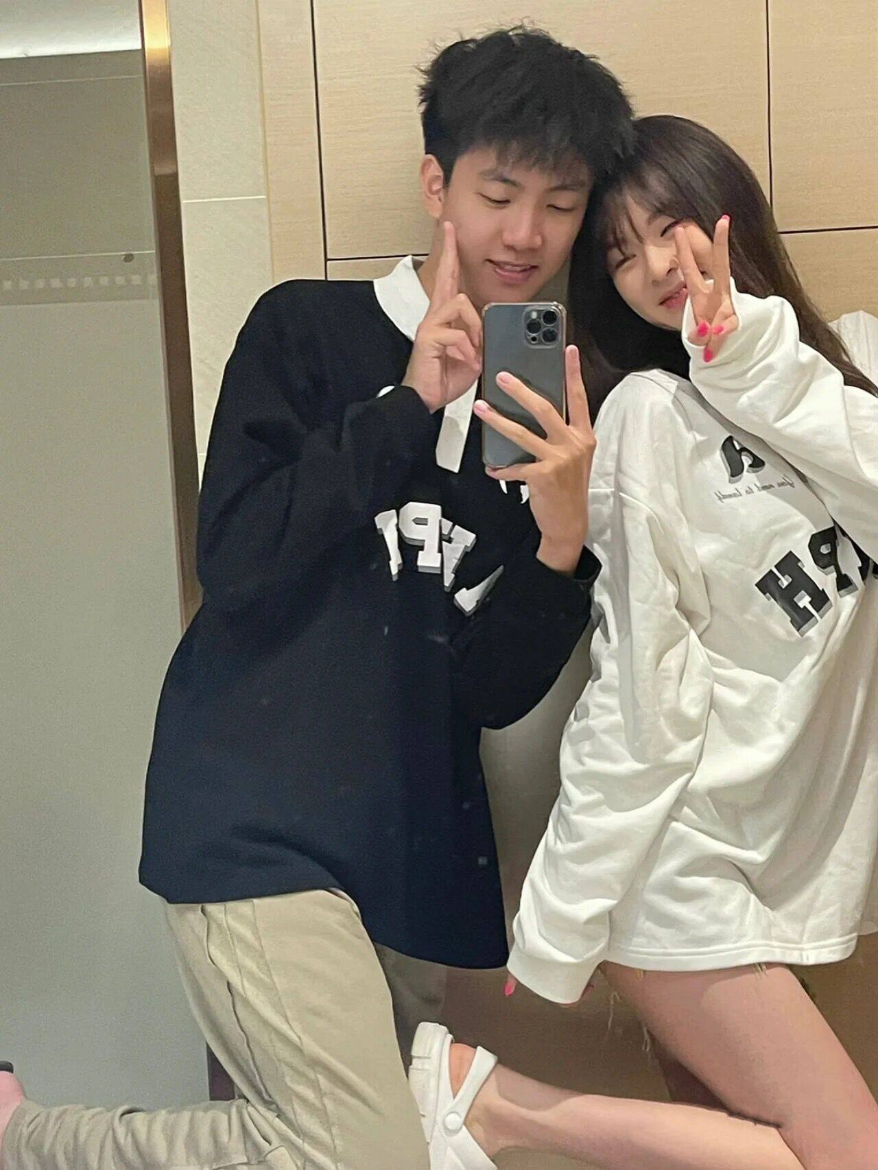 FASHION 6535 FISH SCALE BACK COLLAR PRINT PRE-FALL POLO SHIRT LOOSE T-SHIRT SWEATSHIRT LONG SLEEVE COUPLE TOP