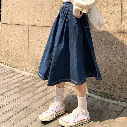 自制牛仔半身裙仙女小个子过膝