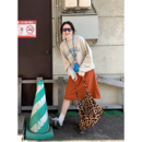 自制日系慵懒风字母印花卫衣女秋高级感灰色宽松学生长袖 圆领外套