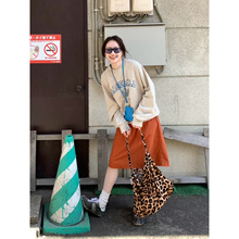 自制日系慵懒风字母印花卫衣女秋高级感灰色宽松学生长袖圆领外套