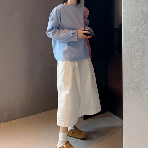 日系工装白色半身裙女夏
