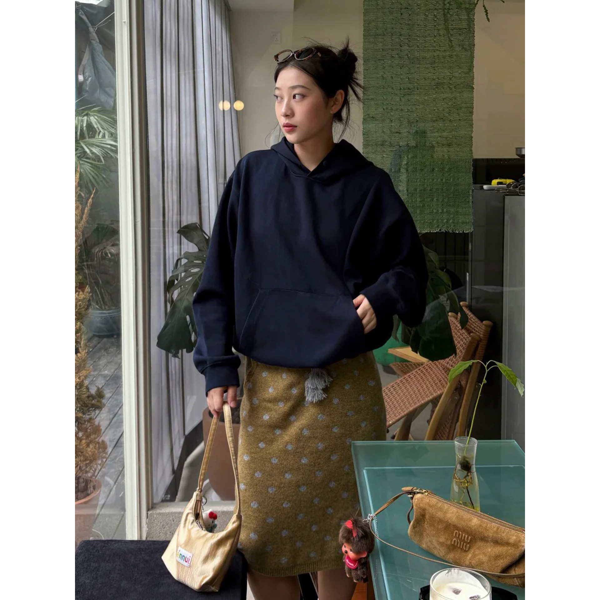 自制日系姜黄色波点直筒针织半身裙女秋冬复古松紧腰包臀毛衣中裙,女装/女士精品,半身裙,淘宝优惠券,粉丝福利购,淘宝优惠卷