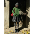 日系高级感深灰色碎花毛呢半身裙女秋冬季 加厚学生设计感花苞中裙