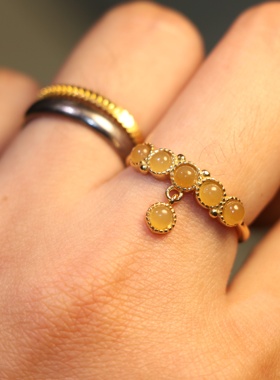 天然和田玉糖料戒指女款玉石