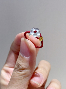 「相思故」新中式有钱花戒指本命年红绳编织国风轻奢小众指环配饰