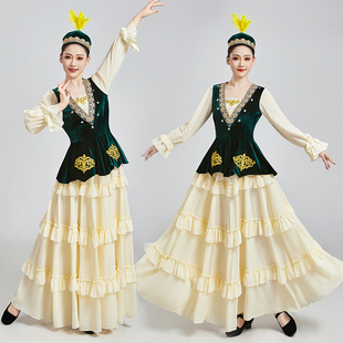 新疆哈萨克族服装女成人男塔吉克族塔塔尔民族回族维吾尔族舞蹈服
