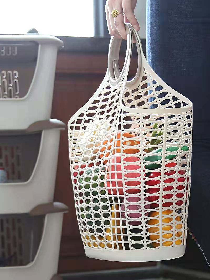 环保柔软手提菜篮子缕空购物蓝子便携式大号超市手提水果篮子,收纳整理,购物篮,淘宝优惠券,粉丝福利购,淘宝优惠卷