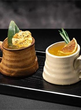 手工粗陶复古咖啡杯创意拉花陶瓷杯家用感牛奶杯陶瓷马克杯