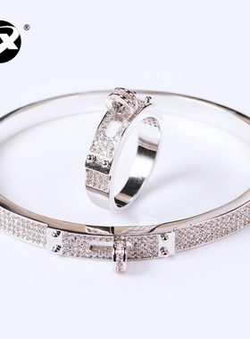 创意皮带戒指饰品气质圆圈手环微镶三色新款简约名星手镯