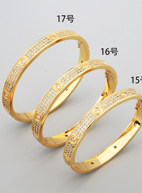 欧美大卖圆钻满天星手镯女式小奢气质圆形手环跨境热款