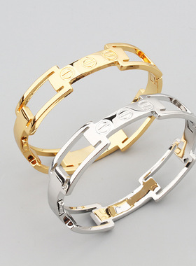 欧美风气质小奢镂空简约17号男女通用手镯跨境热款