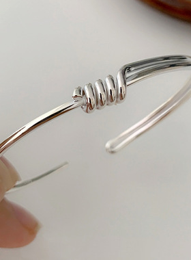 简约线条扭绳手镯 韩国东大门个性气质创意打结缠绕手镯