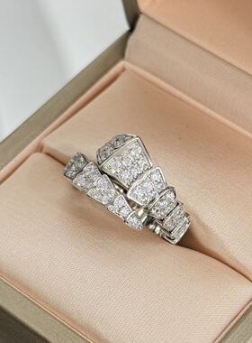 宽版满钻开口戒指蛇高级感贵气轻奢高级蛇戒指纯银925戒指开口戒