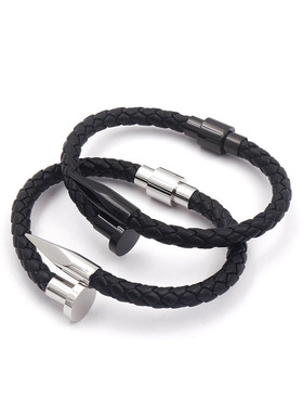 吸扣无LOGO弯钉拼接钛钢男款手镯欧美夸张钉子金属感饰品