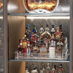 阶梯式透明小瓶洋酒基调酒整理架便利店鸡尾酒展示小酒置物架