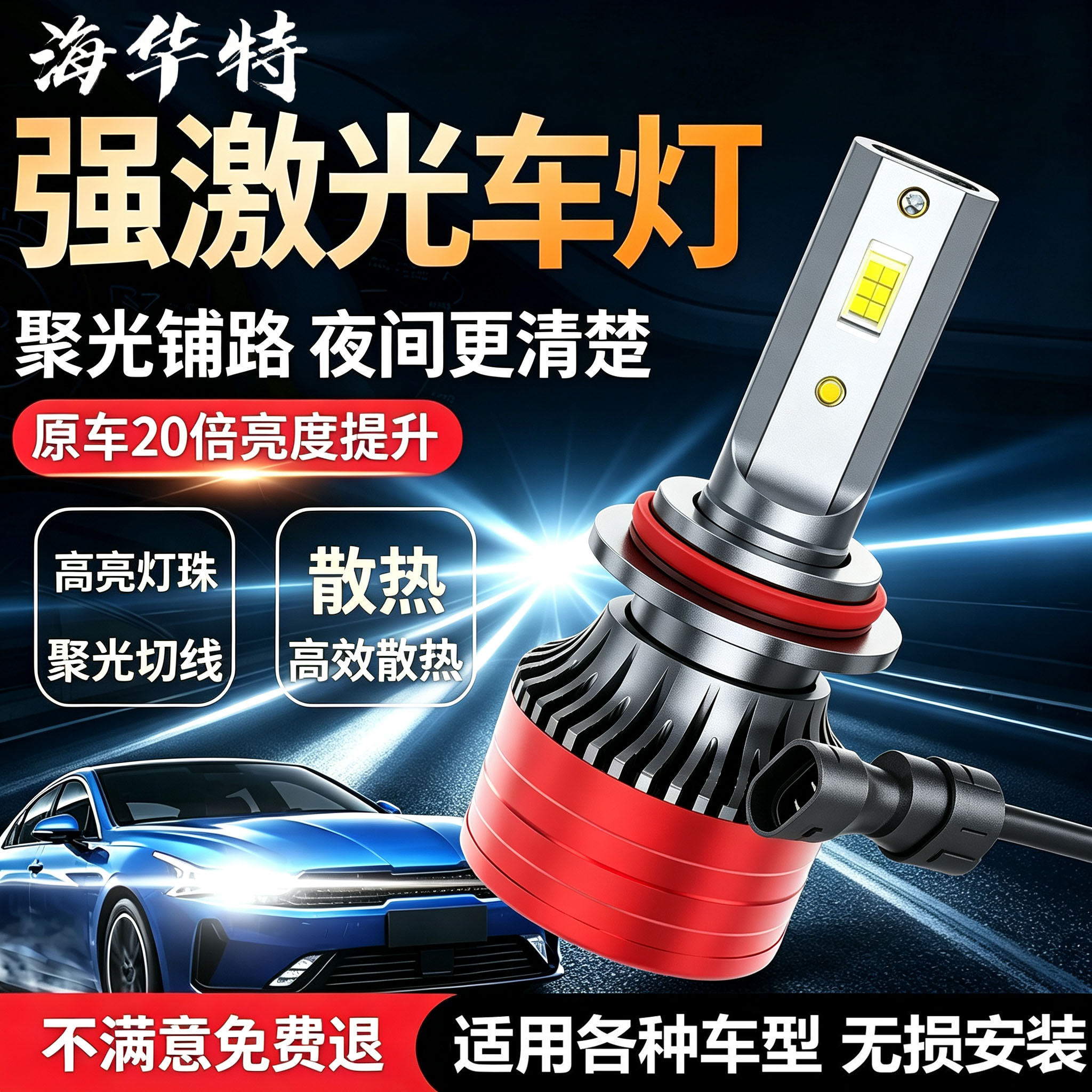 适用99%汽车的大灯LED灯泡