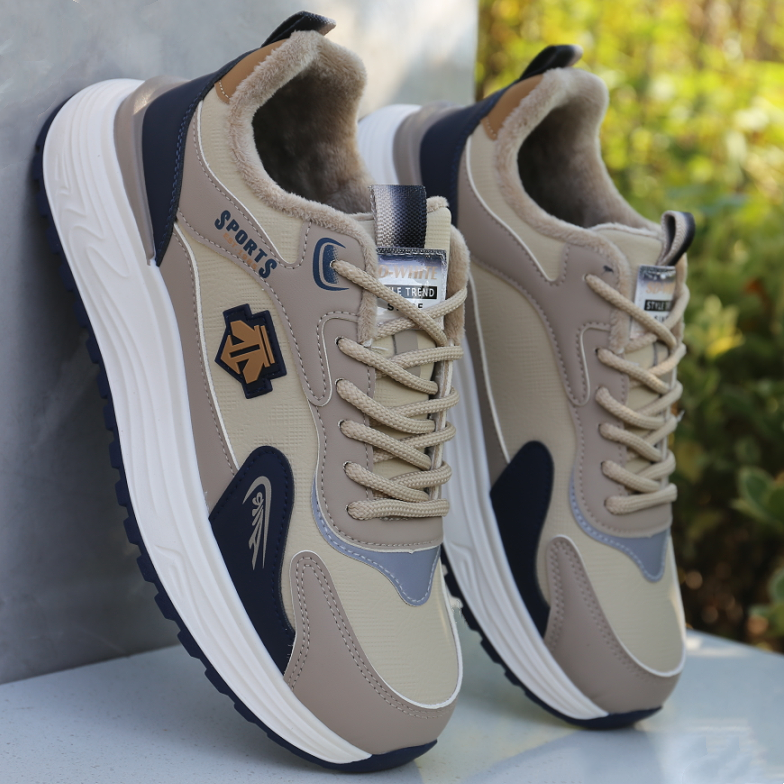 冬季加绒棉鞋男软底跑步鞋子保暖