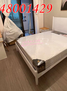 新款北欧双锥实木床实木双人床白色松木床出租房公寓床简约现代