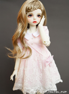 6分4分BJD SD娃娃 衣服连衣裙粉红色蕾丝洋装 1/6，1/4