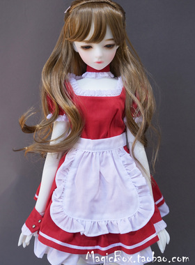 6分4分3分BJD SD娃娃 衣服娃衣暗红色女仆洋装 1/6，1/4，1/3分