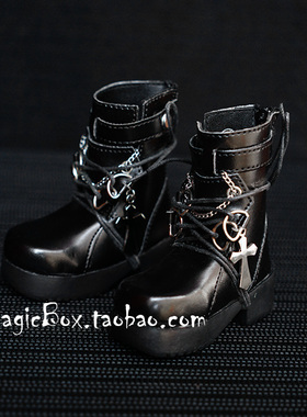 BJD鞋子SD娃娃用男鞋 1/3分1/4分十字架短鞋靴黑色