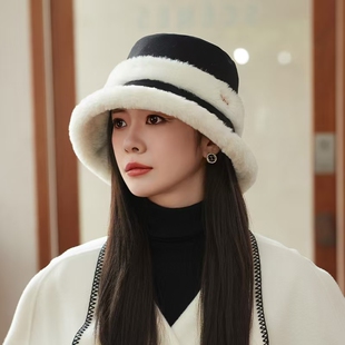 毛绒帽子女冬季加绒加厚保暖渔夫帽东北防风防寒护耳素颜遮脸盆帽