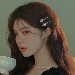 高级感山茶花一字夹~小香风珍珠水钻发夹超仙女边夹刘海夹侧边夹