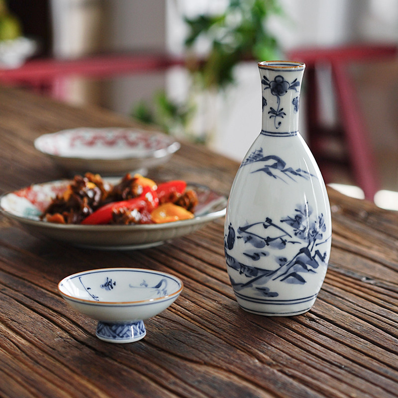 日式清酒酒具套装日本进口创意小酒壶高脚白酒杯高档酒具分酒器