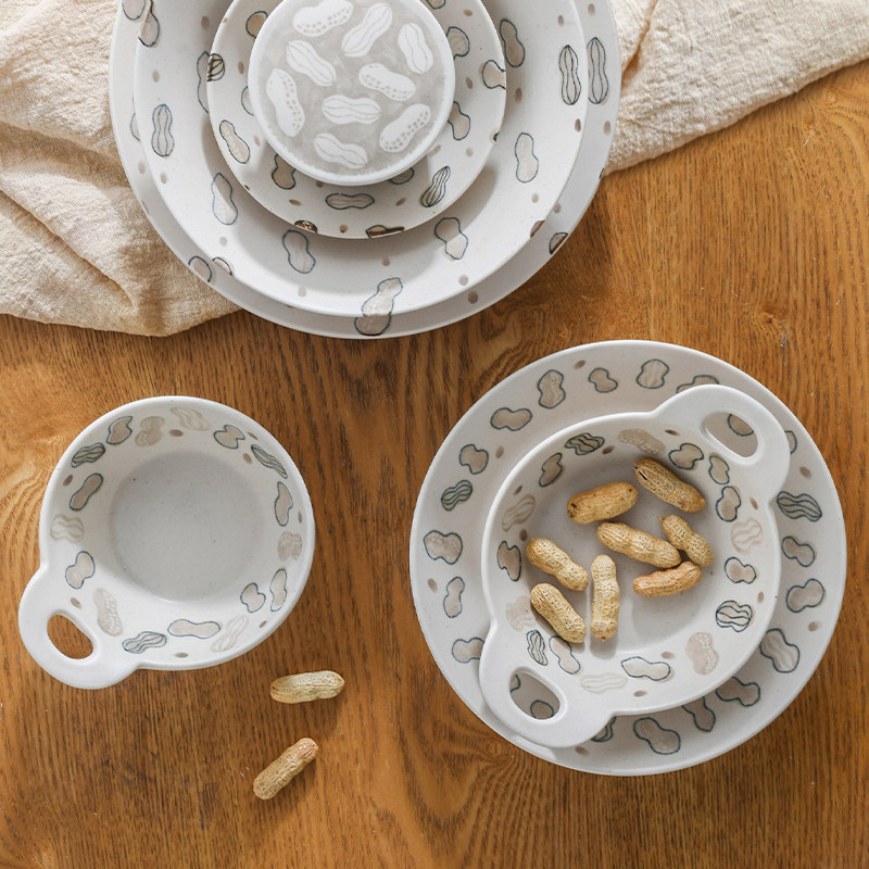 日本进口落花生系列米饭碗汤面碗圆盘深盘平盘个性家用烘焙陶瓷碗,餐饮具,盘,淘宝优惠券,粉丝福利购,淘宝优惠卷