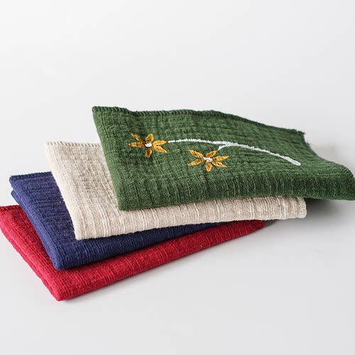 茶巾布棉麻吸水茶道双层小号日式