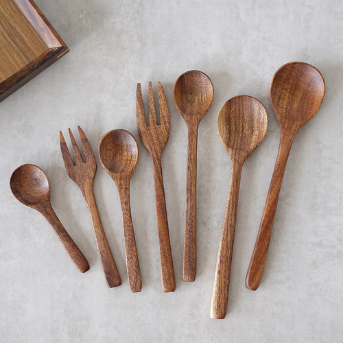 日式相思木叉勺长柄搅拌勺