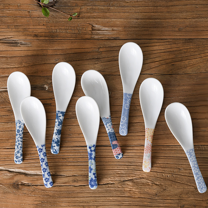 日本进口美浓烧粉樱花陶瓷勺子日式青花汤勺餐勺调羹汤匙家用瓷勺,餐饮具,调羹/饭勺,淘宝优惠券,粉丝福利购,淘宝优惠卷