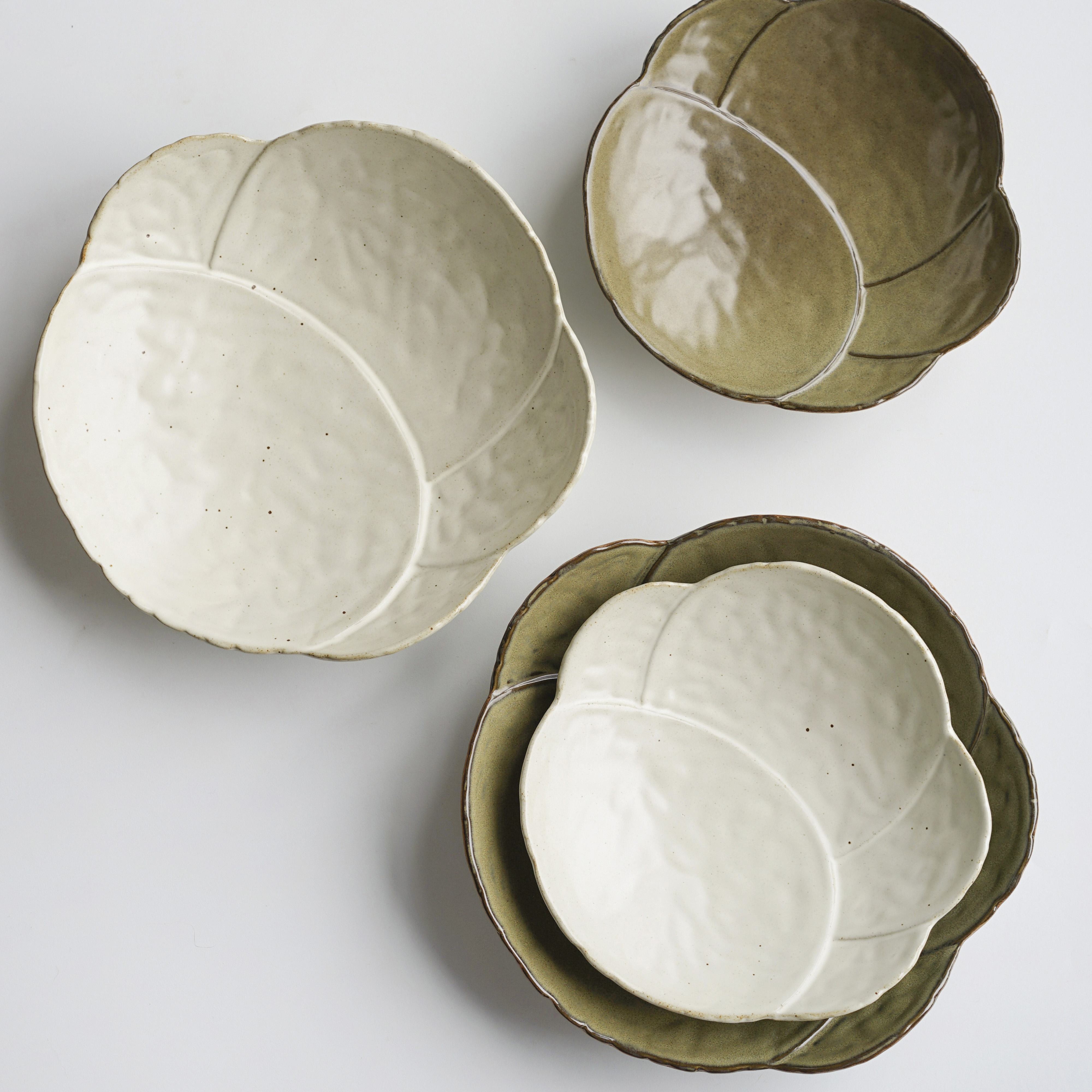 三足梅花盘创意花朵盘粗陶盘平盘