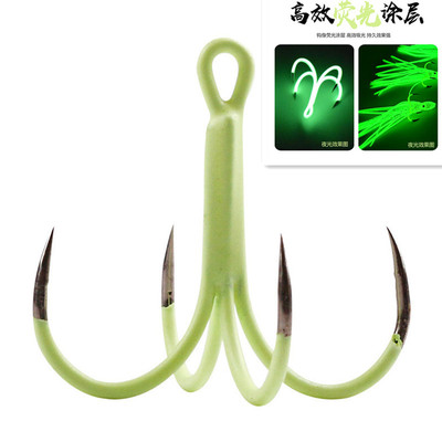 夜光鱼钩四本钩夜光鱿鱼钩铁板钩钓带鱼钩