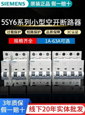 西门子5SY6空气开关1p家用空开2p3p4p小型断路器总电闸16a32a63a