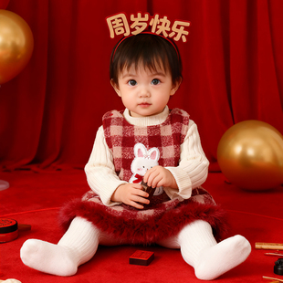一周岁女宝礼服洋气小公主裙日常可穿女童裙子冬装生日抓周宴衣服