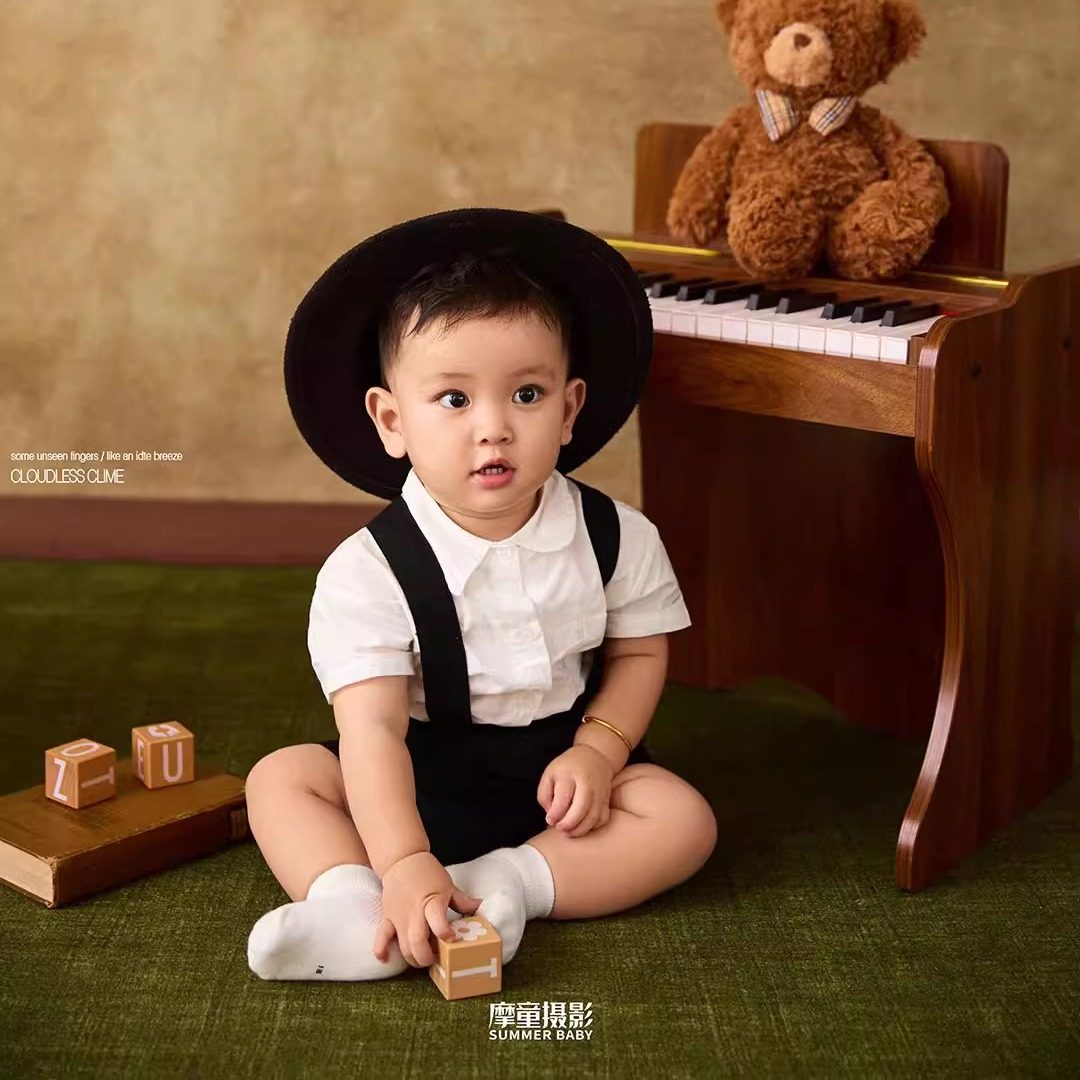 儿童摄影服装婴儿拍照衣服百日照相道具影楼拍摄的周岁男宝宝主题