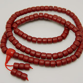 手持念珠 8mm108颗仿旧枣红色大桶珠琉璃佛珠 脖挂 红雪巴琉璃
