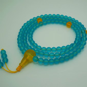 新品 脖挂 民族风8毫米108颗小清新湖蓝琉璃手持念珠 藏式 琉璃佛珠