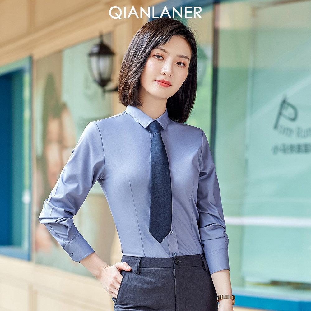 竹纤维职业白色衬衫女OL长袖工作
