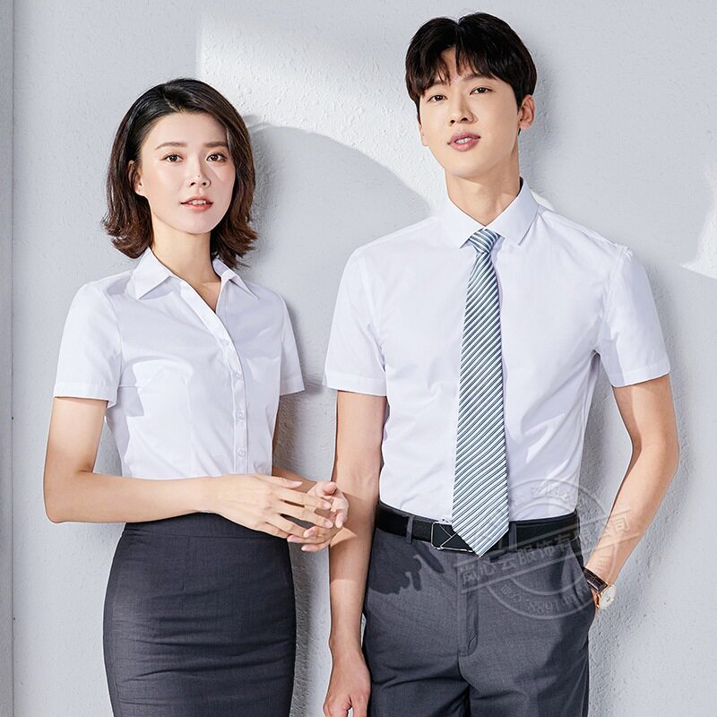 翻领短袖面试休闲职业装男女衬衫