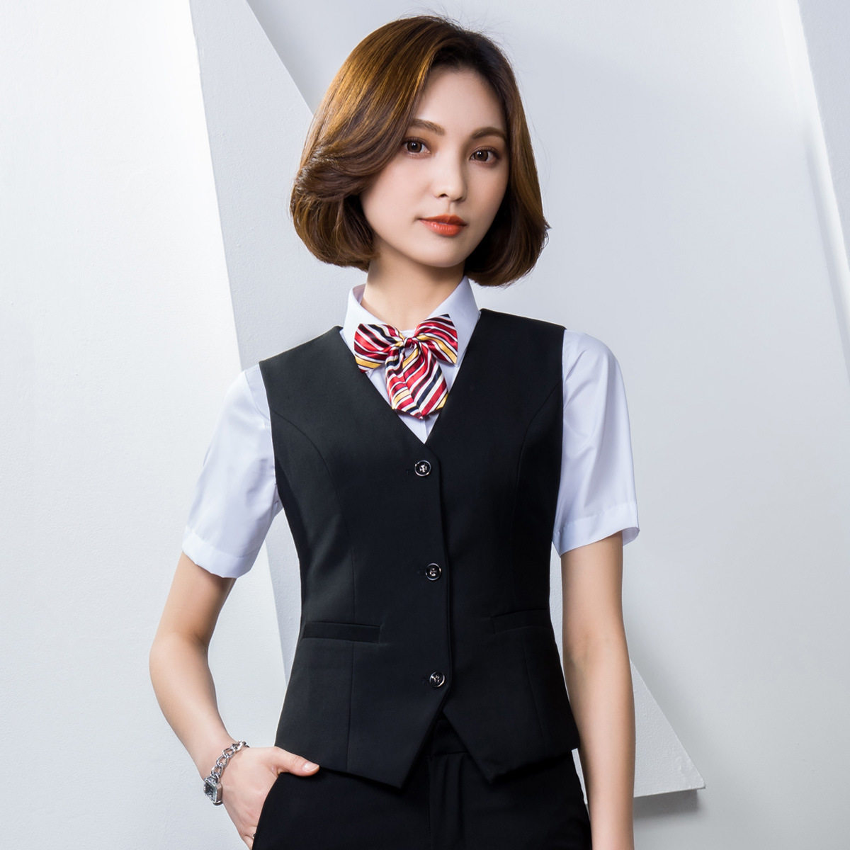 夏季新款男女同款职业套装KTV前台工装马甲酒店工作服